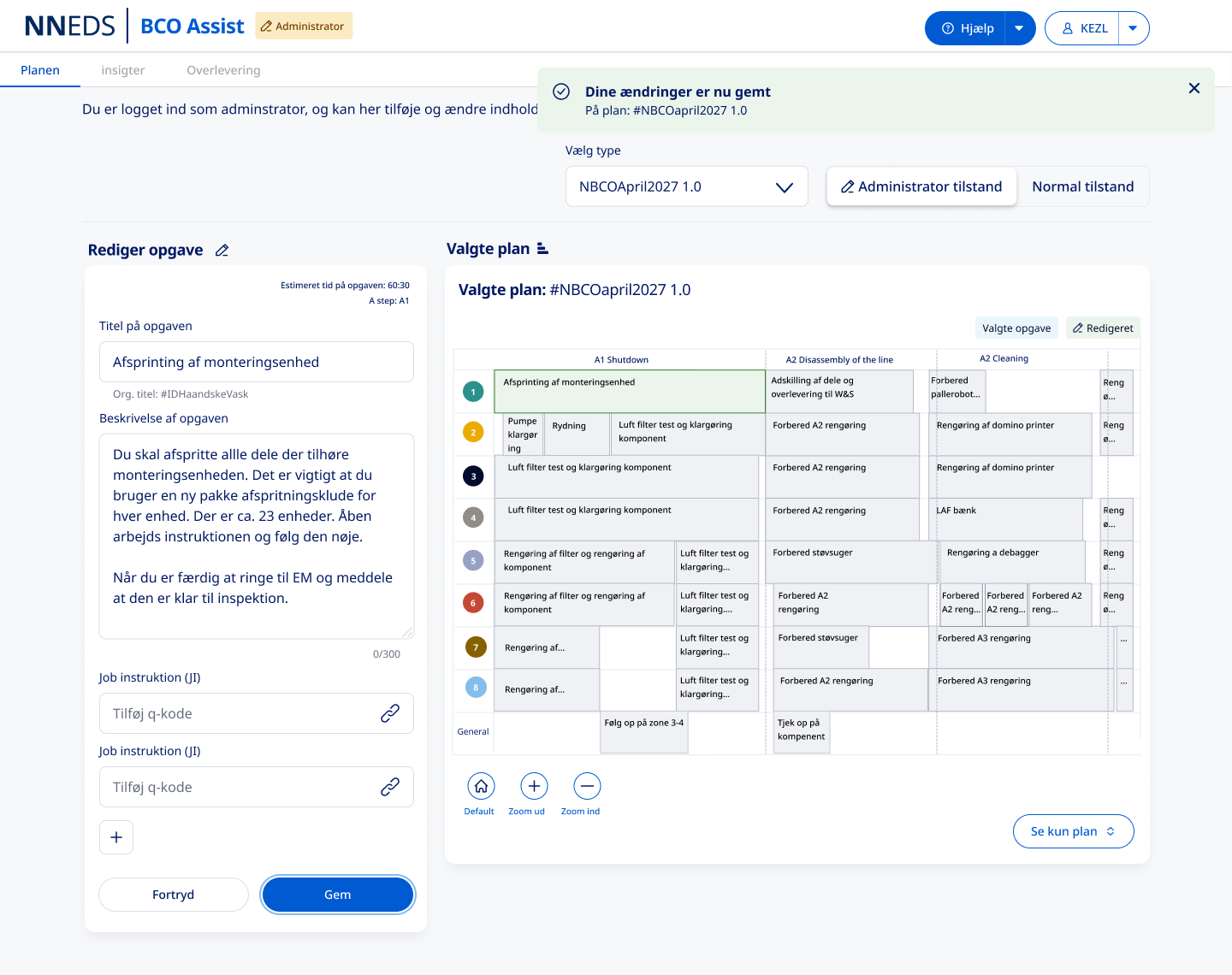 Self-service editing interface in BCO Assist